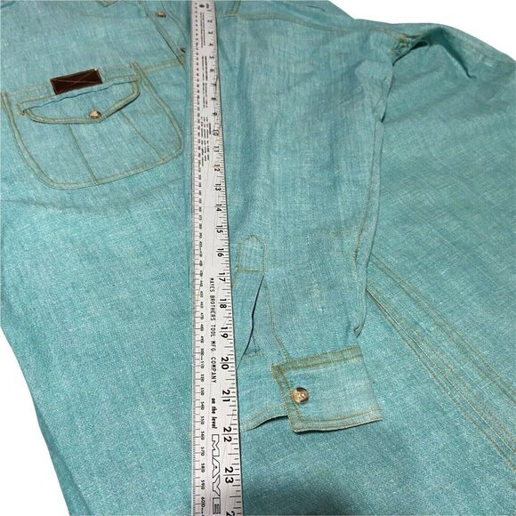 Vintage MTO Button Up Men's XL Green‎ LS Sleeve 90s Jade *Flaw Read** - Picture 5 of 10